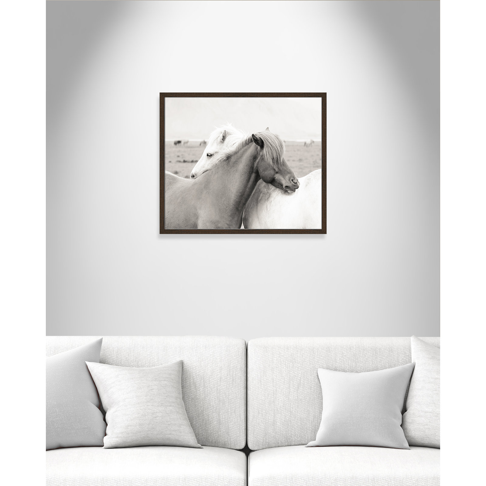 Melanie "Icelandic Meadow Horses" Print, 21.5" H x 25.5" W x 0.75" D, Walnut Wood Grain Framed