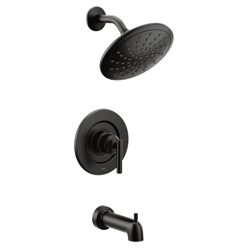 Ensemble de garniture de baignoire et douche Moi Gibson Posi-Temp Eco-Performance, valve requise, 1.75, Noir mat