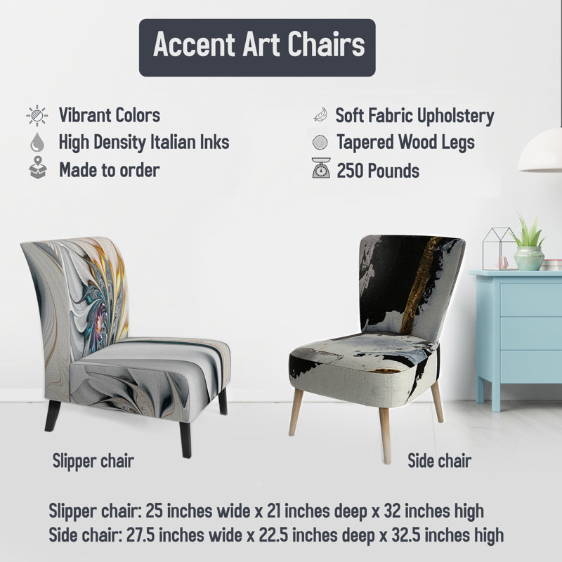 Mettalic I - Glam Upholstered Slipper Chair, Gray/Purple/Gold