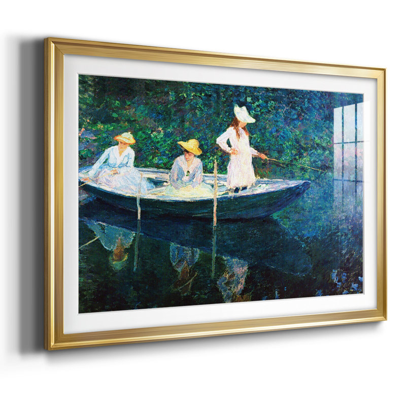«Women Fishing», reproduction d'art encadrée, Encadrement doré, H 27 po x l 39 po x P 1,5 po
