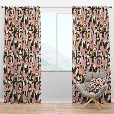Circular geometric shapes retro pattern - Mid-Century Velvet Curtain - Room darkening - 1 panel