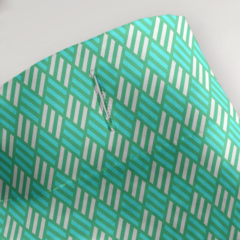 Rideau simple art déco, Green/Teal Stripe 1