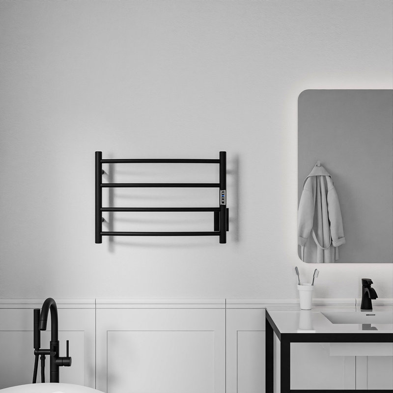 Glow Curved Towel Rail Towel Warmer, Matte Black