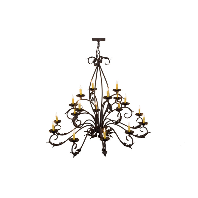Lustre en forme de roue de chariot 18 lumières de style bougie Alline