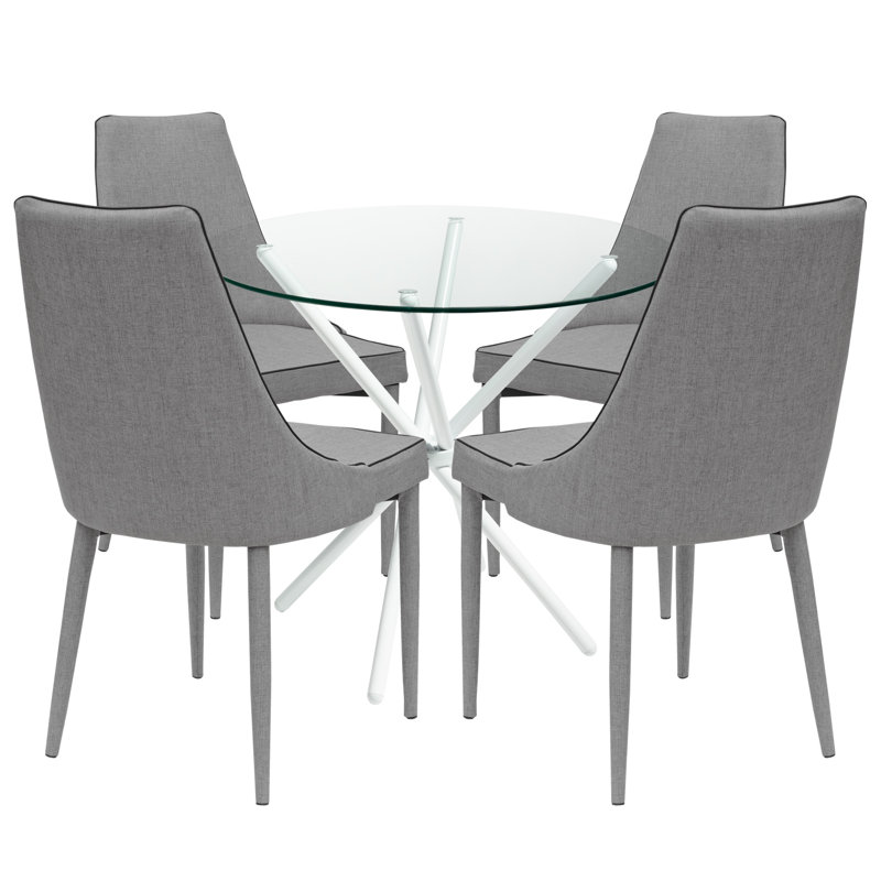 Ayarie 4 - Person Dining Set, Grey, Black
