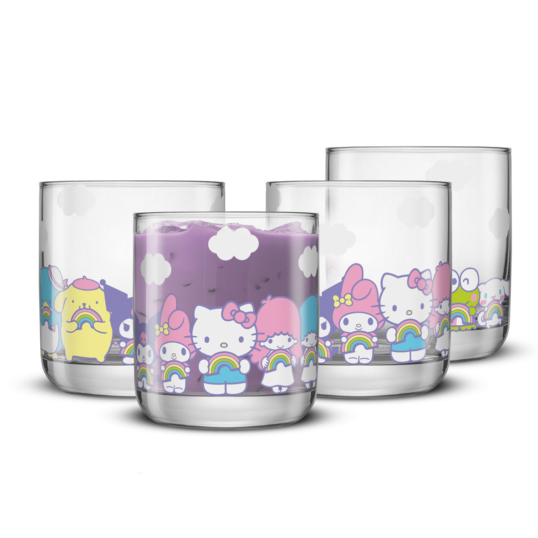 Hello Kitty® and Friends Rainbow Short Drinking Glasses (Set of 4) JoyJolt