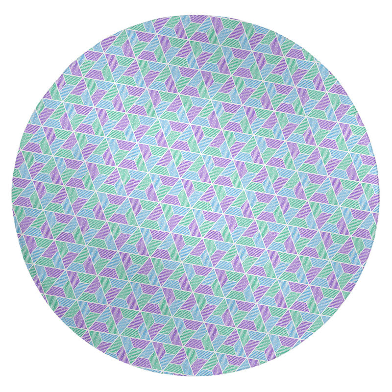 Tapis moyenne orchidées/turquoise moyen, Rond 5 pi