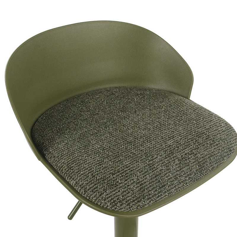 Contemporary Metal and Fabric Adjustable Air-Lift Stool, Set of 2, Adjustable Air-Lift Stool, Set of 2 - Green