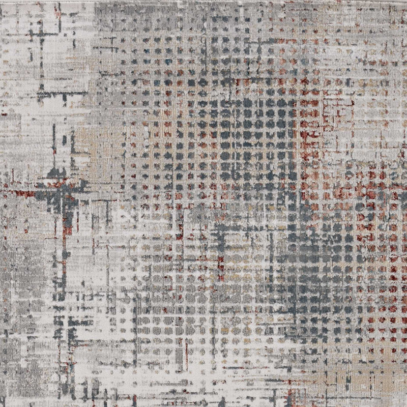 Tapis gris tissé à la machine Mehfooj
