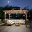 Pergola en bois avec toit en métal, ampoules et comptoirs d'espacement. Toit de belvédère très stable et exceptionnel.