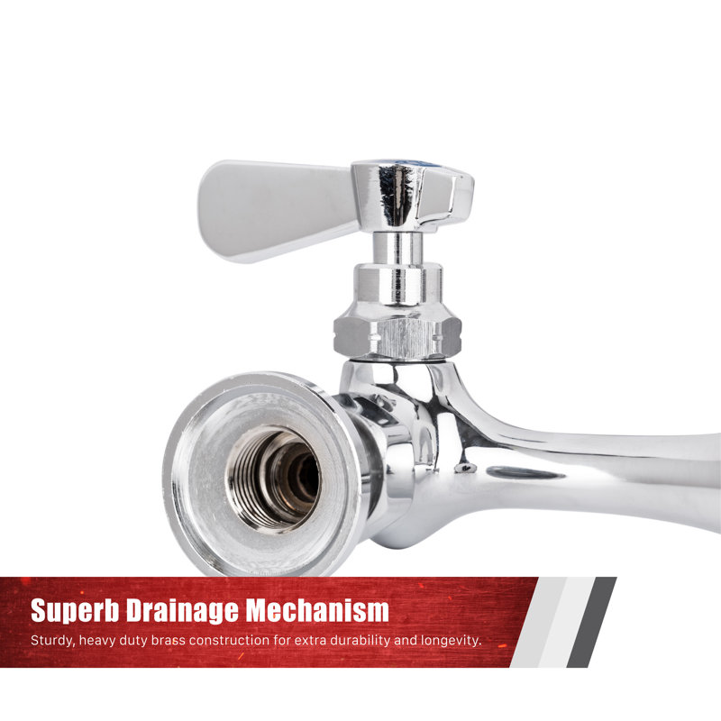 16" Polished Chrome Brass Wall Mount Kitchen Faucet