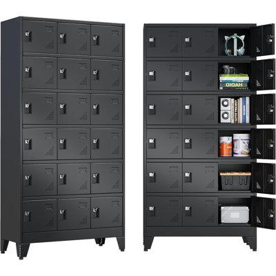 18 Door Black Vertical Metal Lockable Storage Locker Cabinet with Legs for Home Office Garage,Gym,Employees