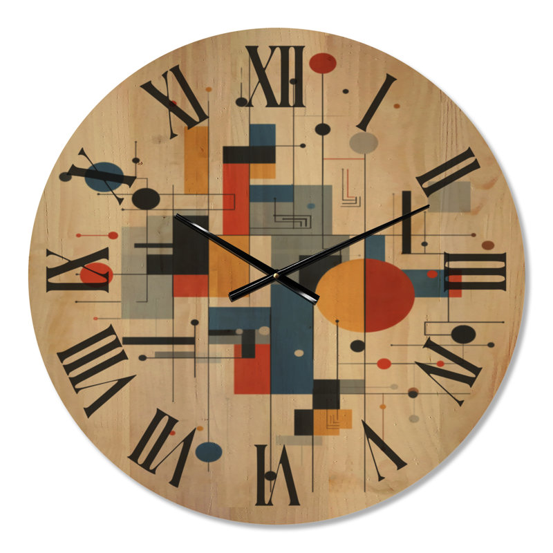 Horloge murale surdimensionnée en bois moderne - art optique à impulsion géométrique, Large