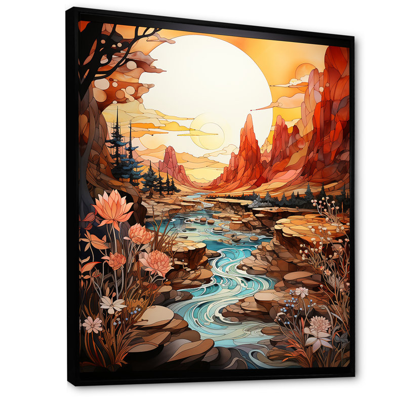 Paysage amérindien Navajo II, Cadre flottant noir, H 40 po x l 30 po x P 1,5 po