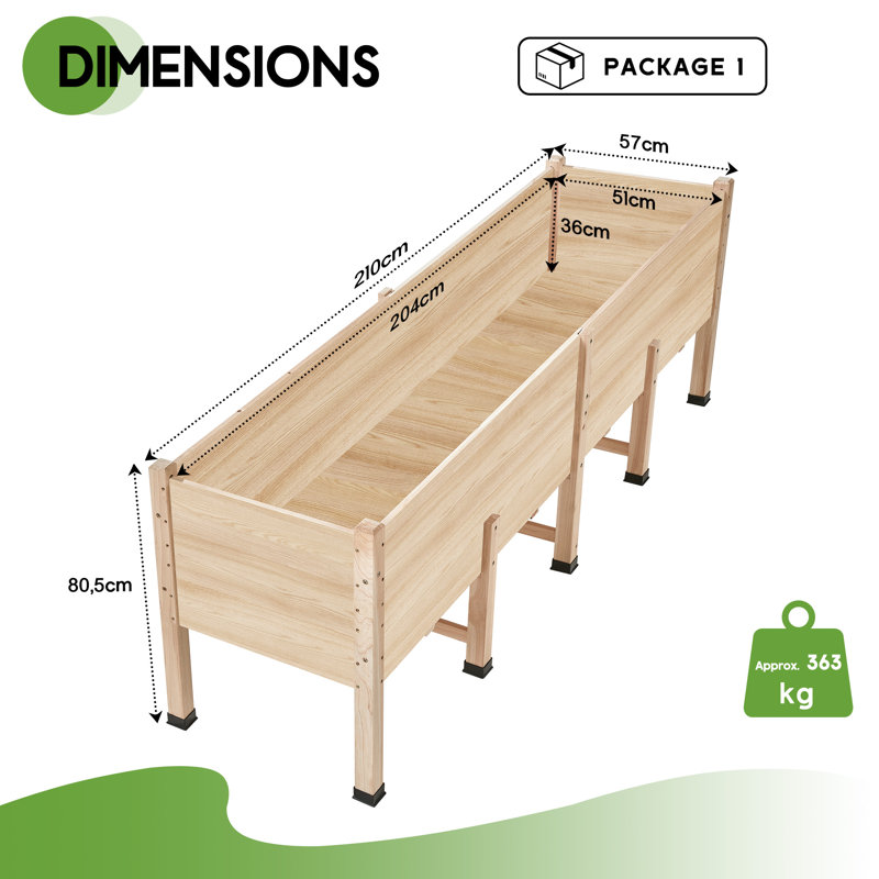Wooden Raised Garden Bed with Legs,  Deep Elevated Planter Box for Deep-Rooted Plants, for Balcony,