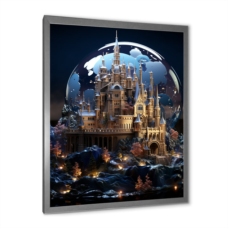 «Enchanted Fortress II», reproduction sur toile, H 32 po x l 16 po x P 1 po, Cadre simple argenté