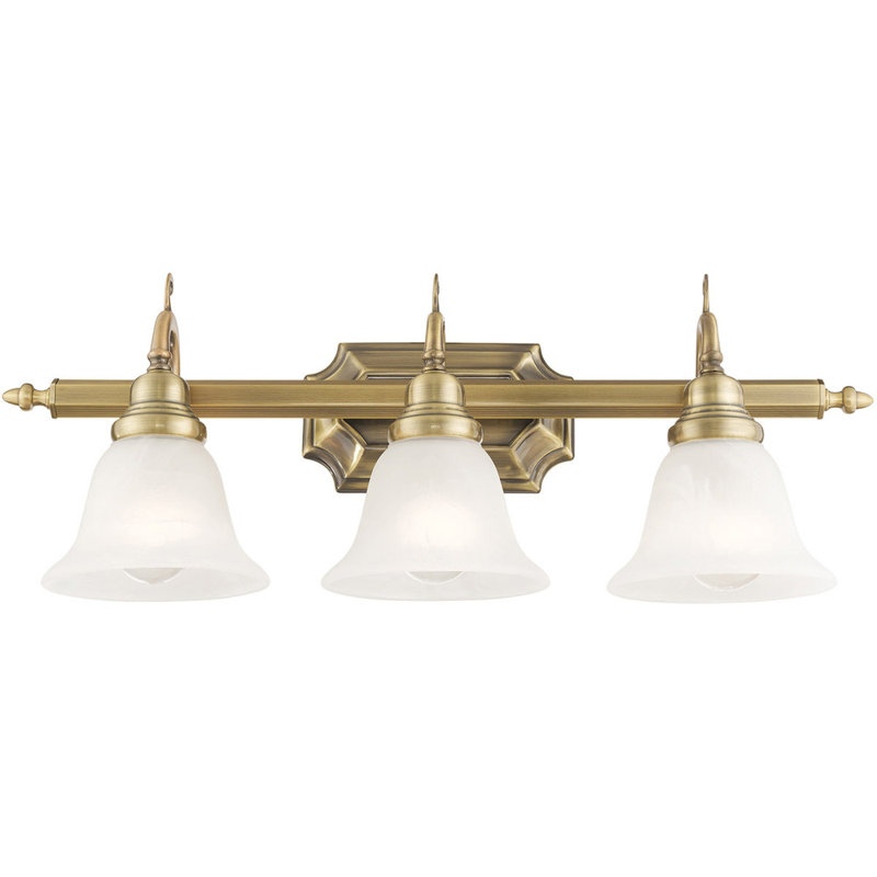 Éclairage pour salle de bain 3 lumières Ritzman, Laiton antique