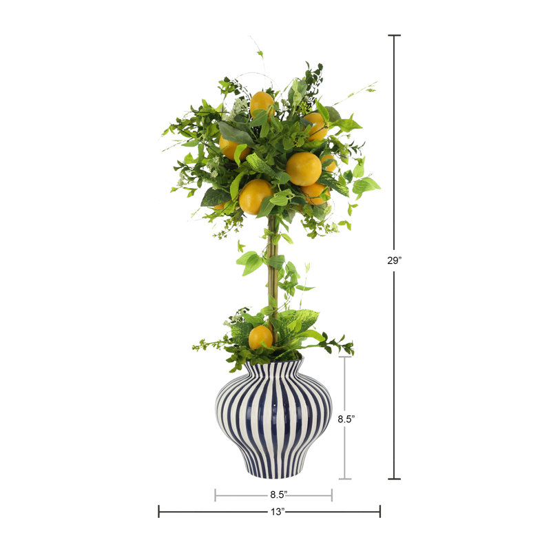 Lemon and Vine Topiary in Decorative Ceramic Vase