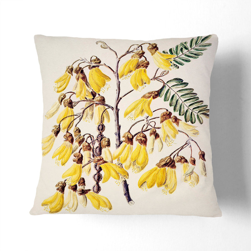 Floral Square Throw Cushion, 40cm H x 40cm W x 15cm D, Stone