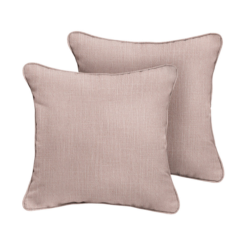 Coussin décoratif intérieur / extérieur en polyester , Rosé, H 18 po x l 21 po, Carré