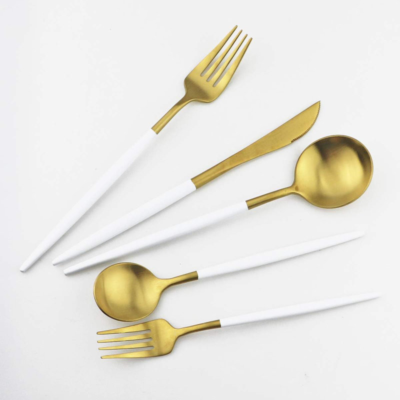 Ensemble de couverts de luxe 20 pièces, vaisselle en acier inoxydable 18/10 avec finition mate, comprenant des fourchettes, des cuillères, des couteaux, idéal pour les repas gastronomiques, le camping et les voyages