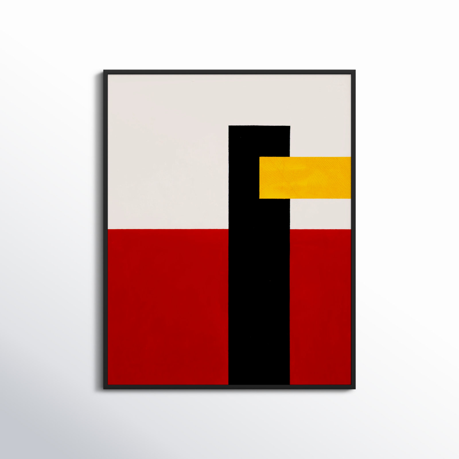 Composition With Yellow 4 by Robert Kamnatnik, Black Framed Canvas, 38" H x 30" W x 1.38" D