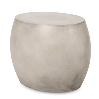 Outdoor Side Table In Lightweight Concrete - Modern Convex Design For Backyard, Grey, 25.18"W X 17.13"D 20.05"H, No Assembly Required Contemporary Design,