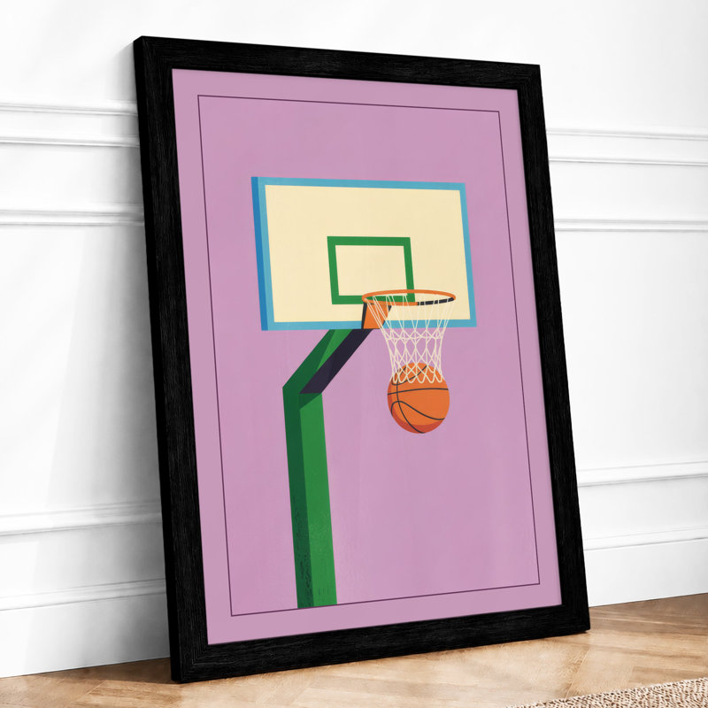 Basketball Hoop Geometry Geometric - Framed Print, Black, A3 - 42.0 x 29.7 cm