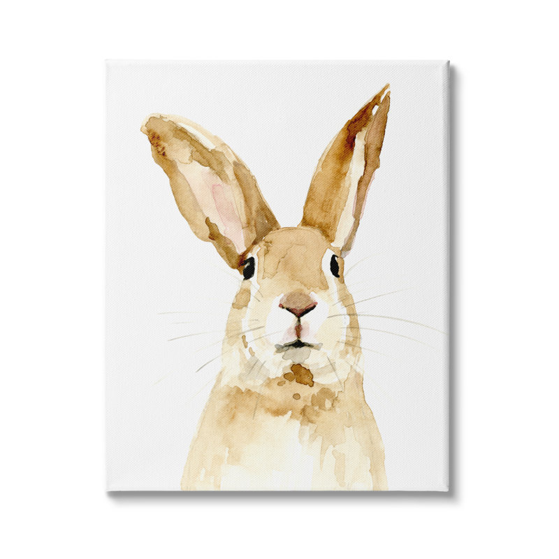 «3_Wild Bunny Rabbit Aquarelle Portrait Wild Forest Animal» par Victoria Barnes, H 48 po x l 36 po, Toile tendue