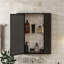 Armoire de salle de bain murale avec miroir, porte encadrée, 2 tablettes pour le rangement, style maison de campagne moderne, rangement pour toilette ou coiffeuse
