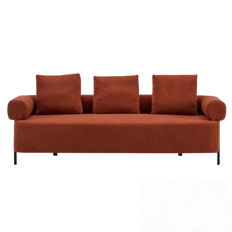 Canapé rembourré avec coussin moelleux et pieds en métal robustes, Orange