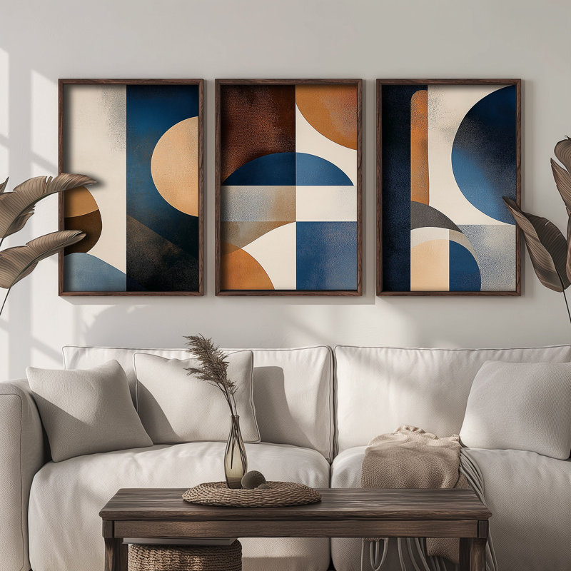 Stunning 3-Piece Decorative Framed MDF Painting Set, 27.6 x 19.7 x 0.1 inches | 100% MDF with 3 mm Thickness, 100% Pine Wood Frame | UV Printed Artwork, Perfect for Living Room or Office Décor, Eye-Catching Design