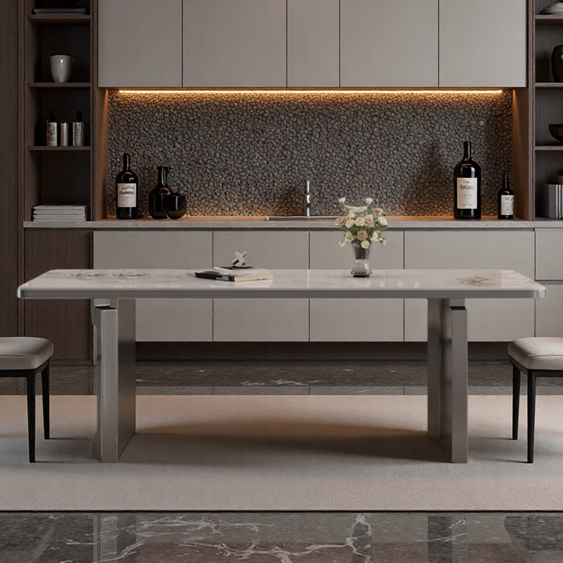 Table de salle à manger en granite à usage domestique, H 29,53 po x L 70,87 po x l 35,43 po