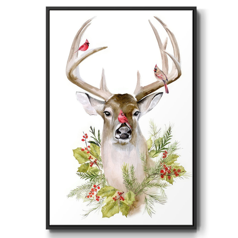 Collection de cerfs des Fêtes B, Cadre noir, H 41 po x l 27 po x P 1,5 po