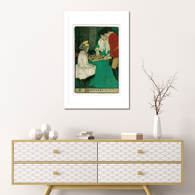 Dames - reproduction d'art mural - papier d'art encadré, 24 po x 16 po, Papier encadré, Blanc