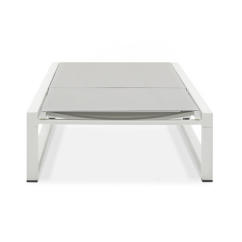 Chaise longue d'extérieur réglable à 5 niveaux, structure en aluminium durable et filet en textilène, parfait pour la détente sur le patio / la piscine