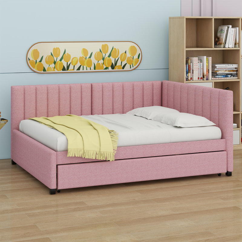 Lit de jour rembourré avec couchette, Rose