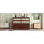 Lit escamotable en pin avec commode décorative en rotin et tiroir de rangement-296312752