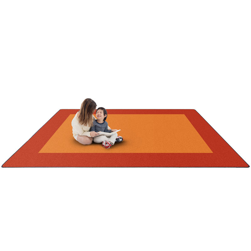 Orange Tufted Synthetic Stain-Resistant Area Rug 5'4" x 7'8"