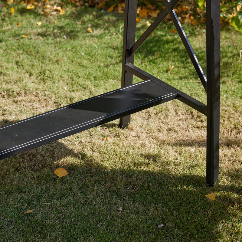 Roca Rectangular Metal Outdoor Bar Table With Umbrella Hole , 40.6'' in. W 21.7'' in. D, Walnut