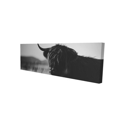 Magnifique toile de vache monochrome Highland | Décoration de chambre à coucher ferme