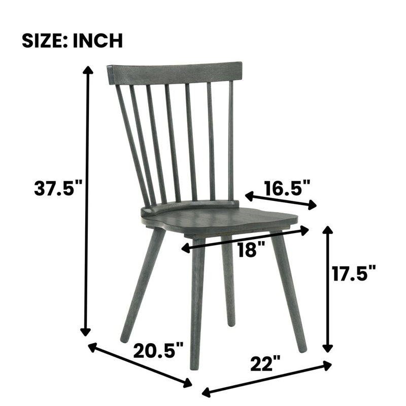 Ensemble de 2 chaises d'appoint de salle à manger avec une conception rustique moderne de style campagnard facile à assembler et une structure en bois massif durable