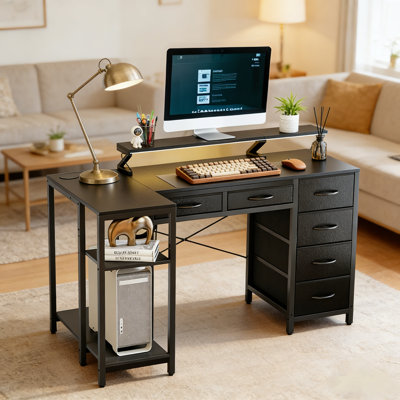 L-shaped Gaming Desk With Built-in Led Lights