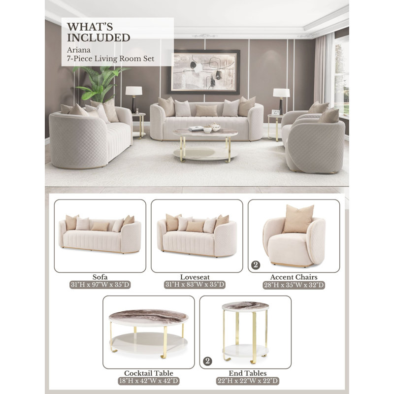 Ariana 7-piece Living Room Set