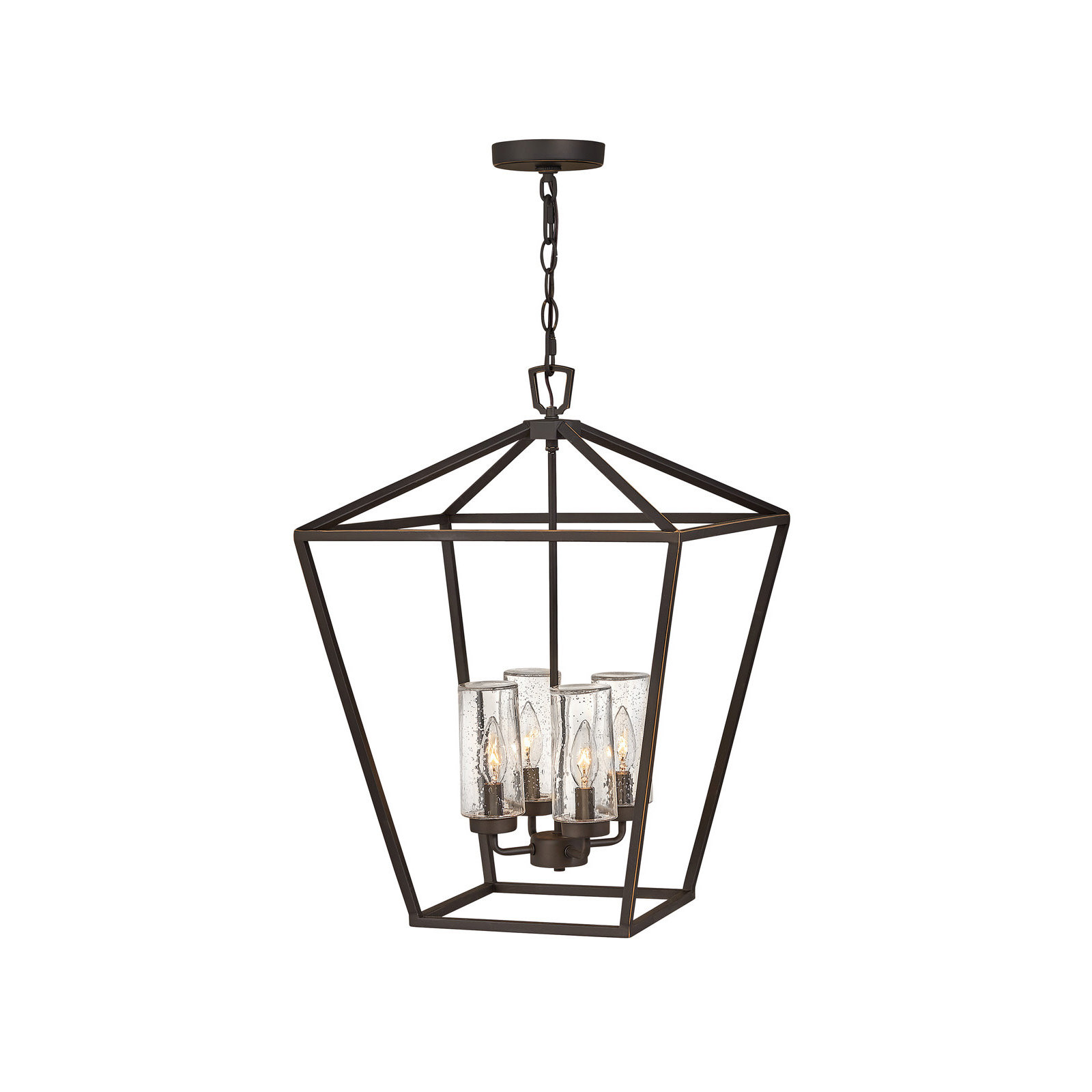 Alford Place 4 -Bulb 24.5" H Outdoor Hanging Lantern, Oil Rubbed Bronze, 100W