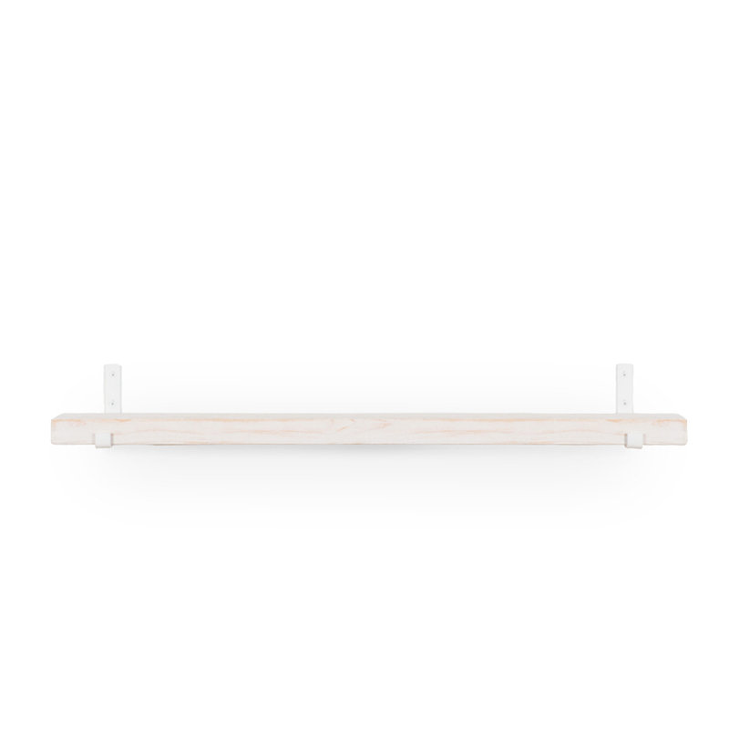 Ron Oak Solid Wood Bracket Shelf, Natural/White, 8cm H x 84cm W x 18cm D