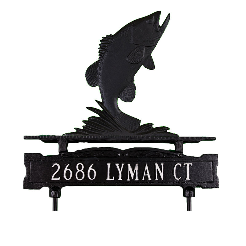 1-Line Lawn Address Sign, Yes, Satin Black
