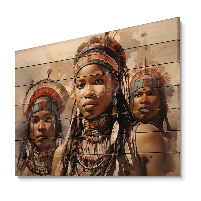 Lenika African Zulu Dancers II - impression sans cadre sur bois, H 10 po x l 20 po x P 0,78 po