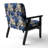 Cobalt Blue Scrollwork Swirls Victorian Pattern II - Upholstered Floral Accent Chair-1244380965