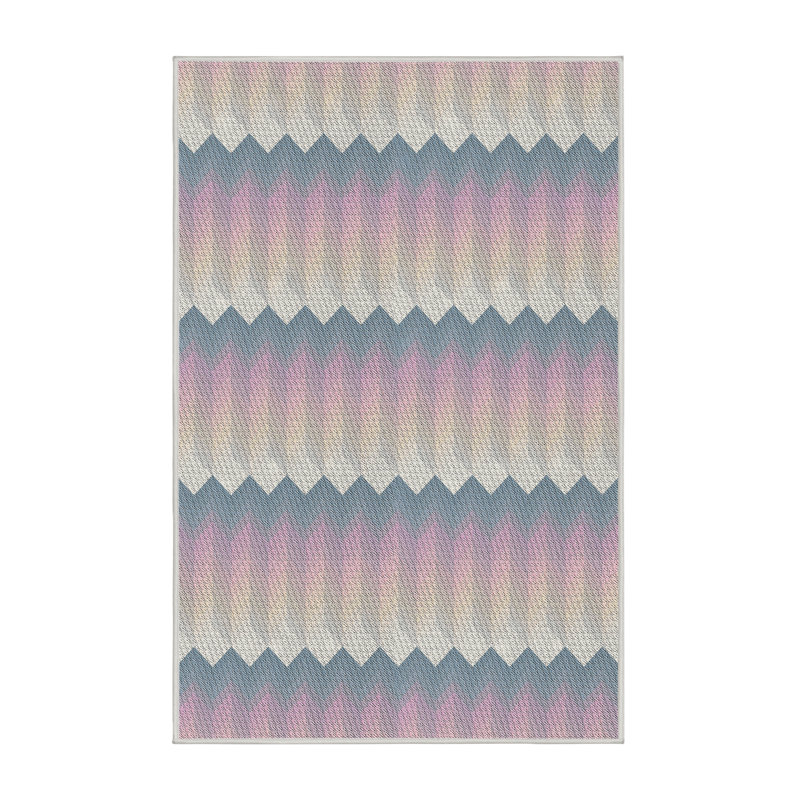 Tapis beige/rose à motifs, Rectangle 5 pi x 7 pi